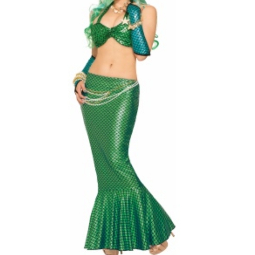 Mermaid Tail Skirt in Metallic Green